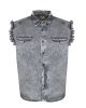 Men's Biker Cuttoff Cotton Shirt Stonewash Grey