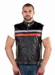 Mens Orange / Black Leather Vest with Reflective Stripe