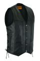 Mens Black Leather Vest With 1 Pocket Inside