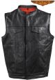 Mens Motorcycle Club Leather Vest With Gun Pocket