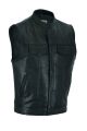 Dream Apparel® Mens Motorcycle CLUB VEST® Cowhide Leather, Zipper Front, Concealed Front Snaps
