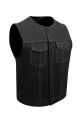 Mens Gun Pocket Vest White Thread Motorcycle Vest