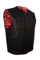 Mens SOA Vest Red Thred Club Vest, Concealed Gun Pockets, Red Paisley Lining