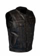 Men's Distressed Brown Leather Motorcycle Club Vest