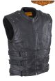 Mens Leather Replica Bullet Proof Vest With Gun Pocket