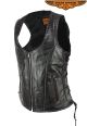 Women's Naked Black and Pink Motorcycle Leather vest