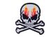 Silver Metallic with Flames Skull Crossbones Patch