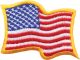 Waving American Flag with Yellow Border Patch