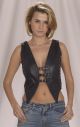 Leather Halter Top With Collar - Womens