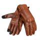 Men's Perforated Brown Leather Motorcycle Gloves for Riding High Strength Knuckle Protection