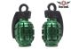 2 Metallic Green Grenades Tire Valve Stem Caps