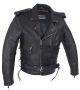 Mens Classic Police Style Motorcycle Jacket With Side Laces, Conceal Carry Gun Pockets Zipout Lining
